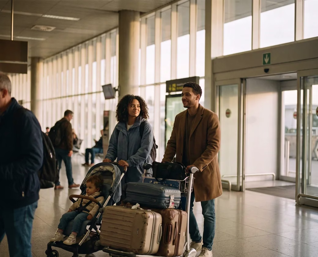 Familia recién llegada a España tras resolver su visado con GTT